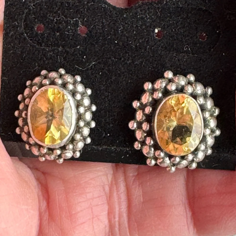 925 Citrine Popcorn Stud Earrings